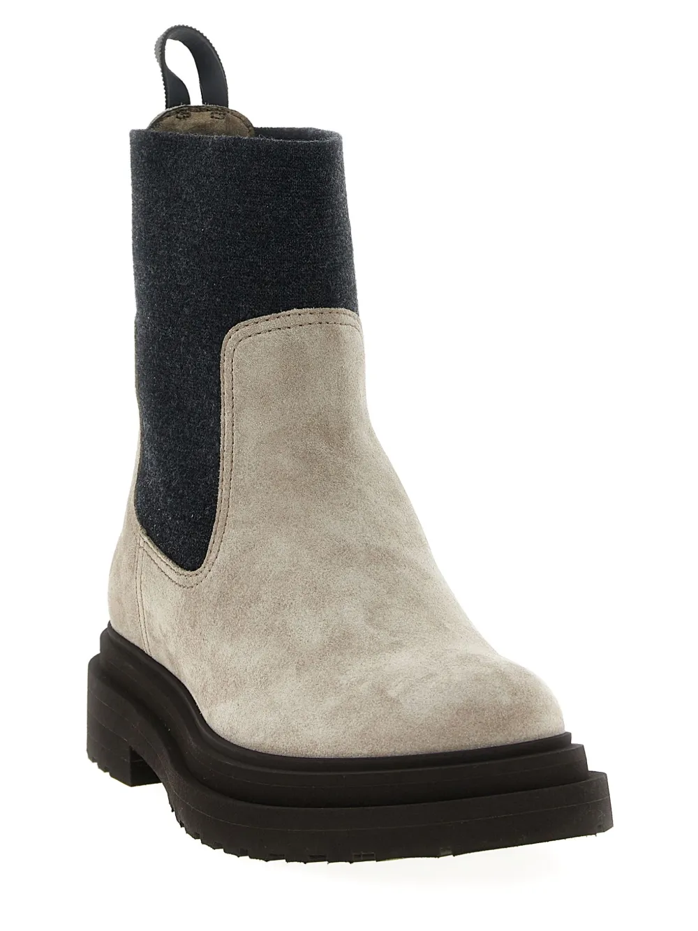 Brunello Cucinelli Knit-insert Suede Boots