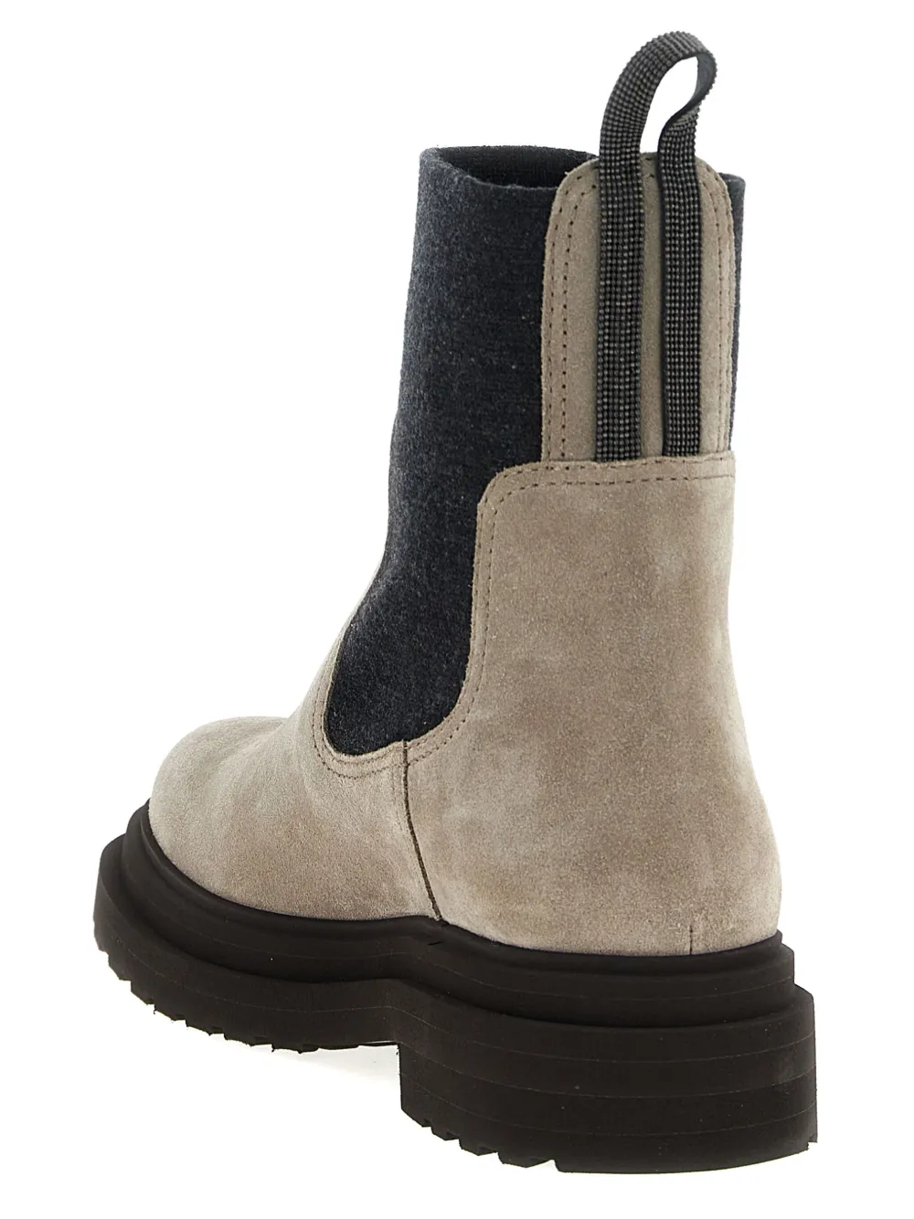 Brunello Cucinelli Knit-insert Suede Boots