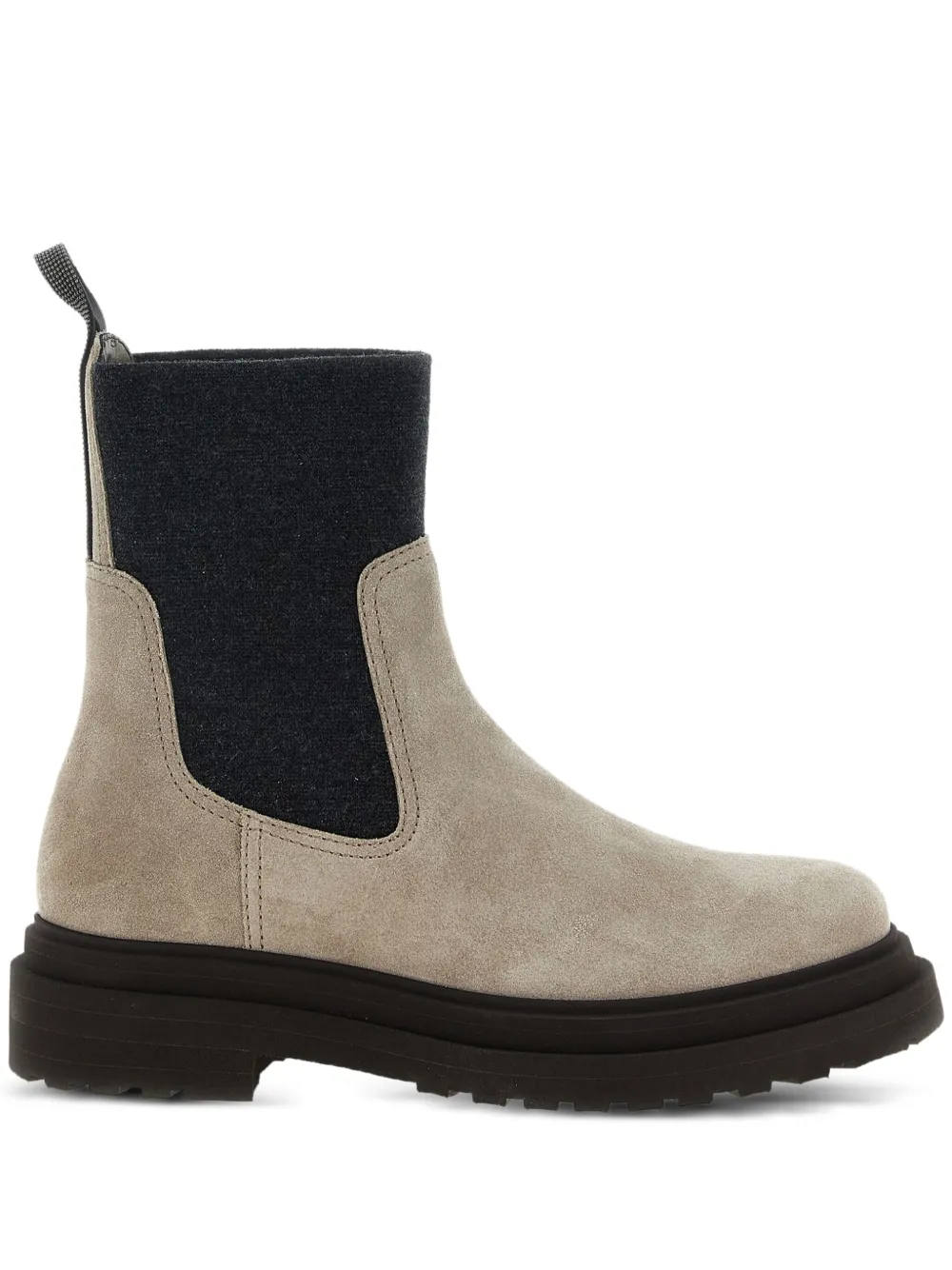 Brunello Cucinelli knit-insert suede boots Neutrals