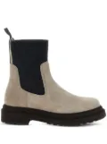 Brunello Cucinelli knit-insert suede boots - Neutrals