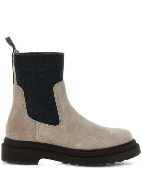 Brunello Cucinelli knit-insert suede boots