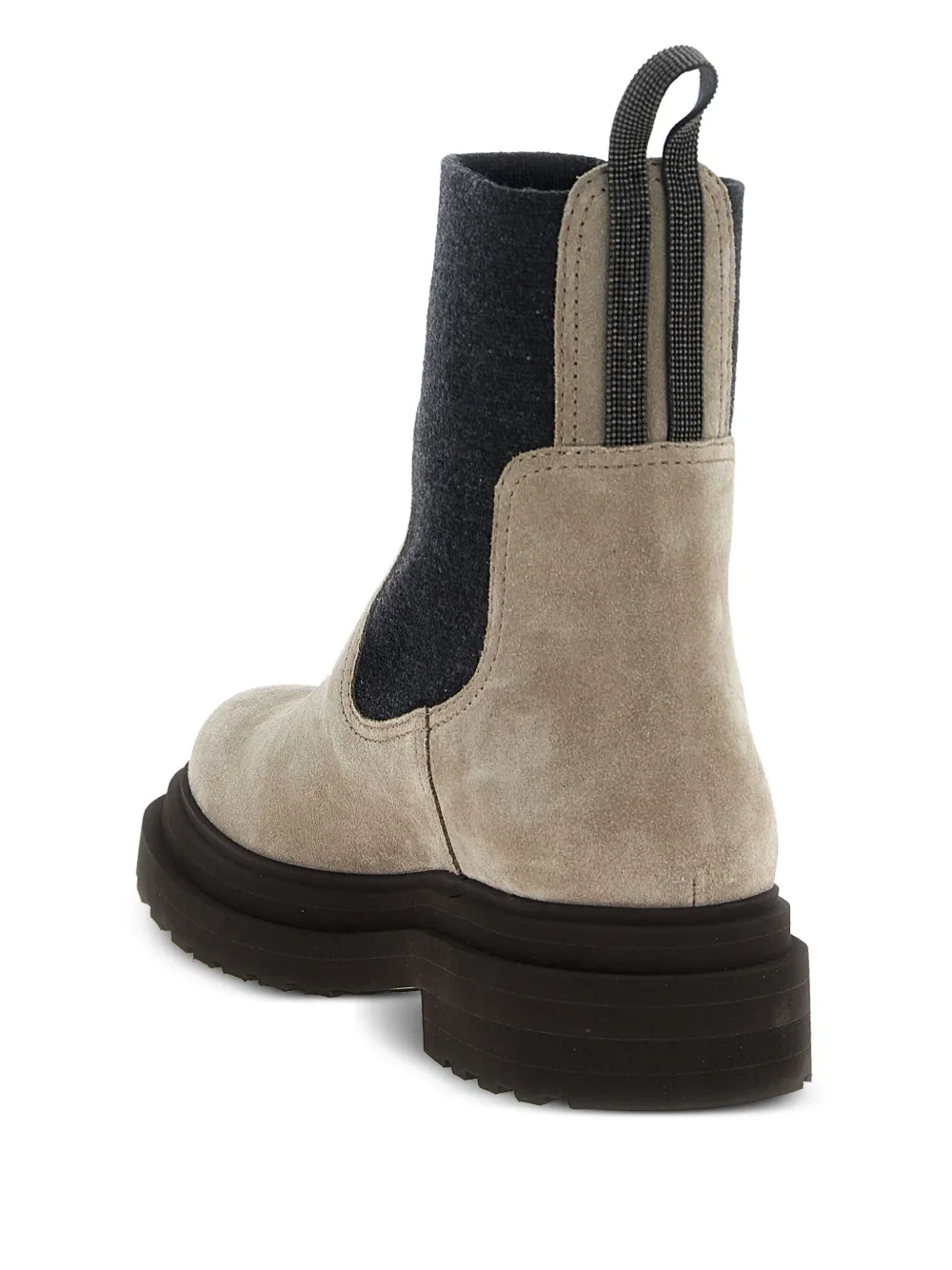 Brunello Cucinelli knit-insert suede boots Neutrals