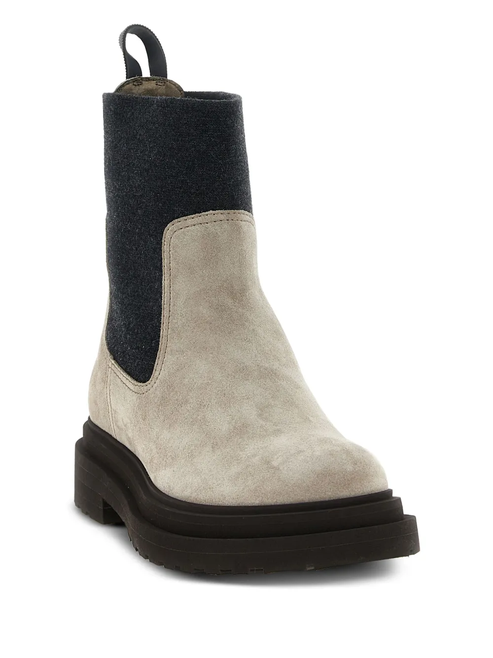 Brunello Cucinelli knit-insert suede boots Neutrals
