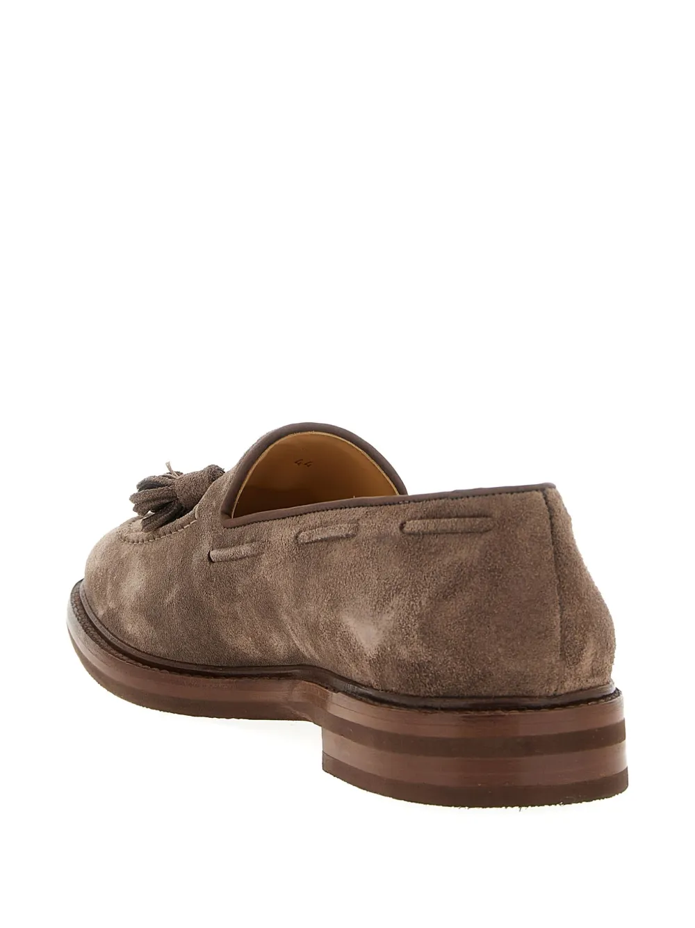 Brunello Cucinelli Tassel Detail Suede Loafers With Stacked Heel