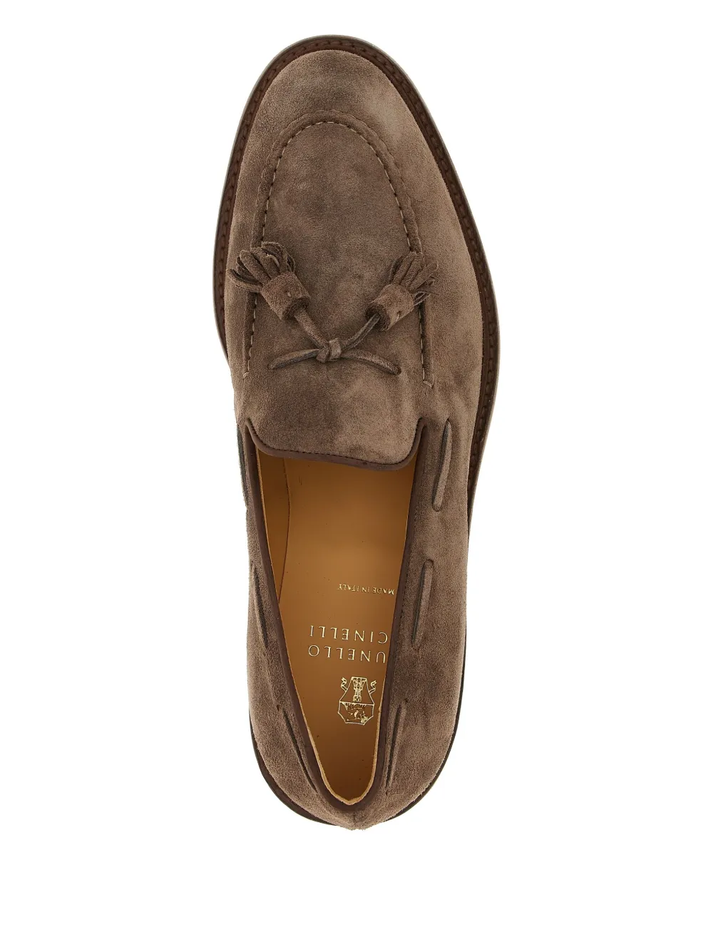 Brunello Cucinelli Tassel Detail Suede Loafers With Stacked Heel
