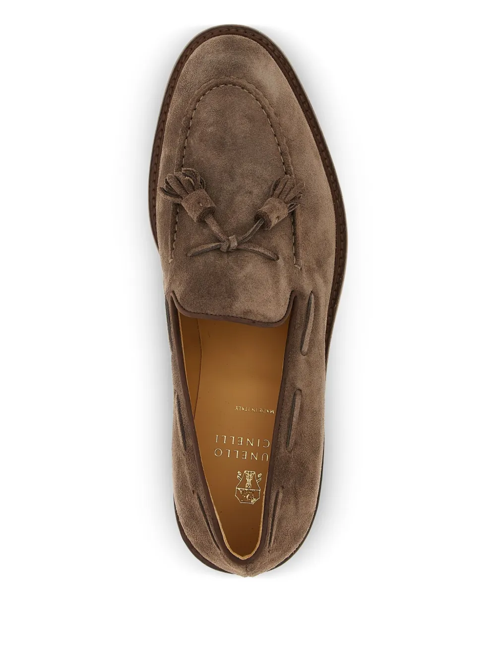 Brunello Cucinelli tassel suede boat shoes Brown