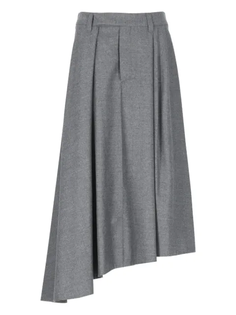 Brunello Cucinelli pin-tuck asymmetrical midi skirt