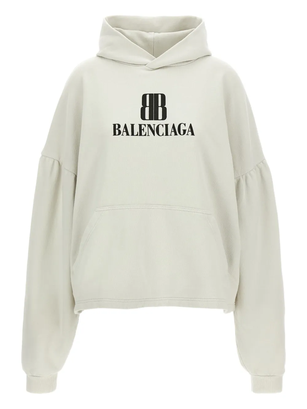 Balenciaga logo-print puff-sleeve hoodie Beige