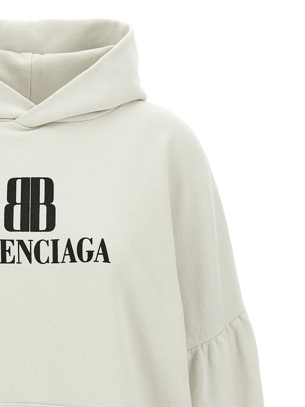 Balenciaga logo-print puff-sleeve hoodie Beige