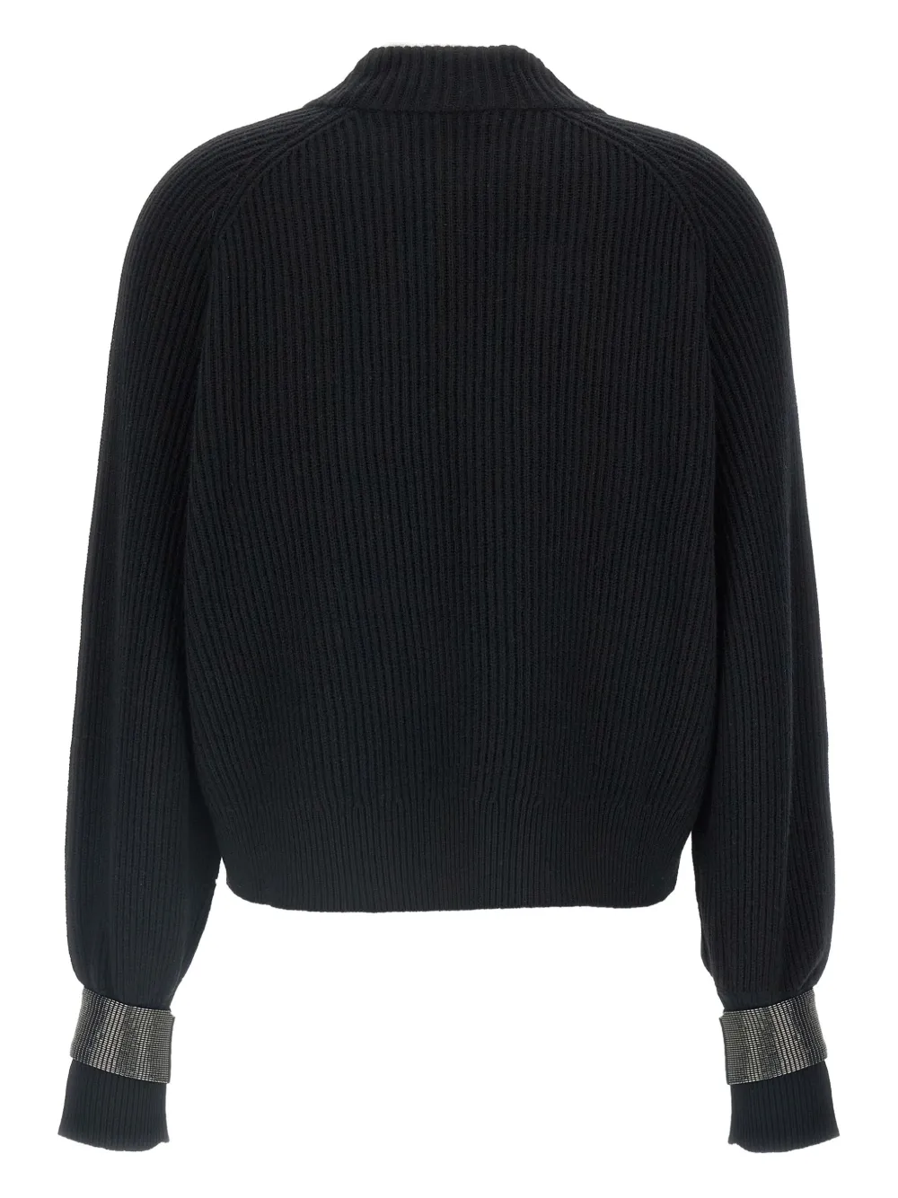 Brunello Cucinelli ribbed Monili-cuff sweater Zwart