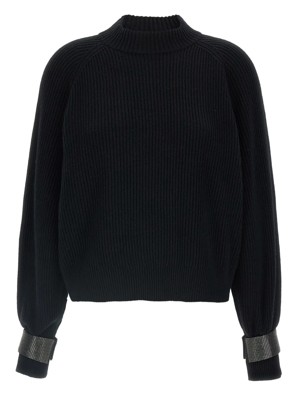 Brunello Cucinelli ribbed Monili-cuff sweater Zwart