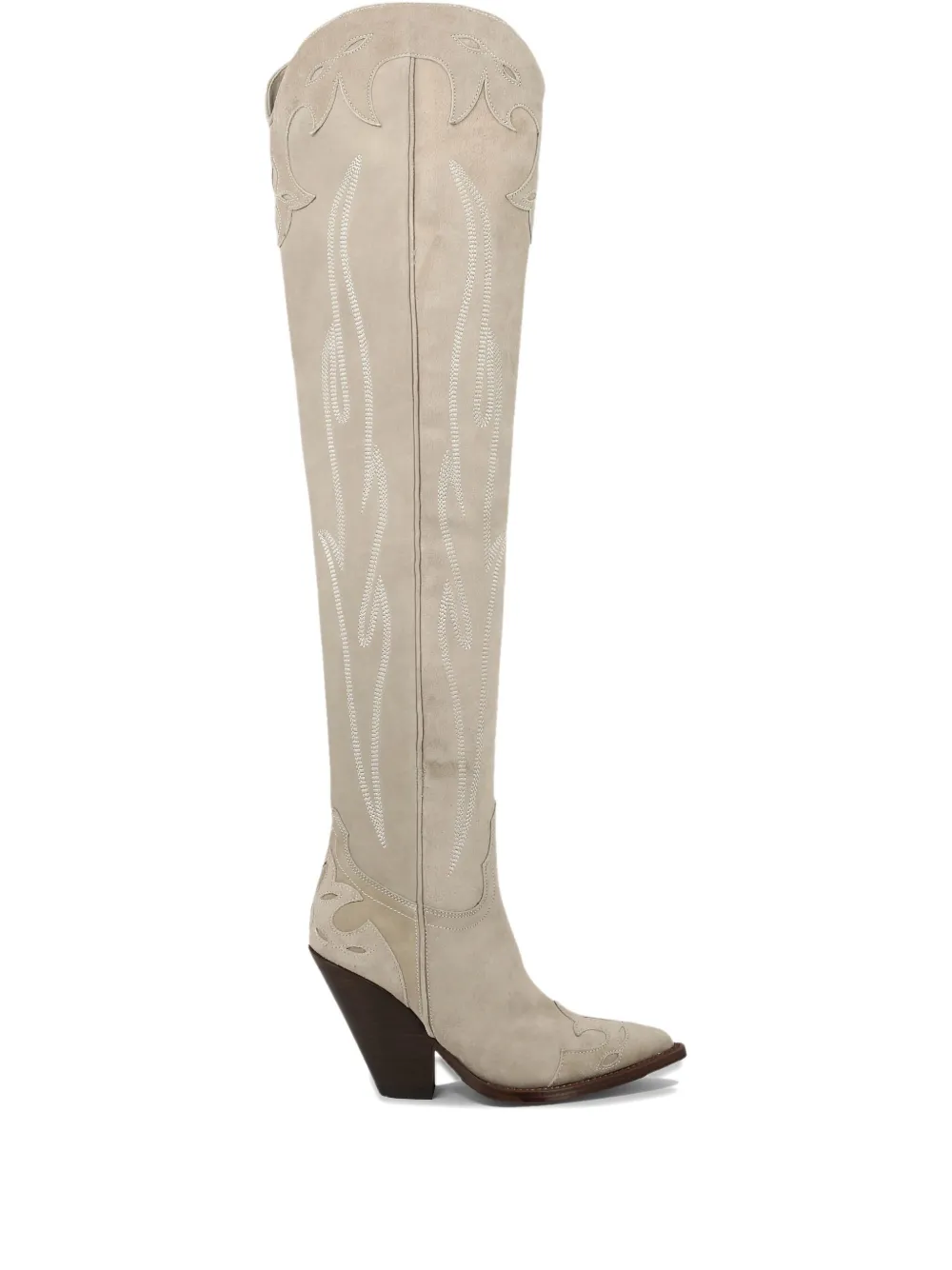 Sonora 100 mm Melrose suède laarzen met vlammenstiksel Beige
