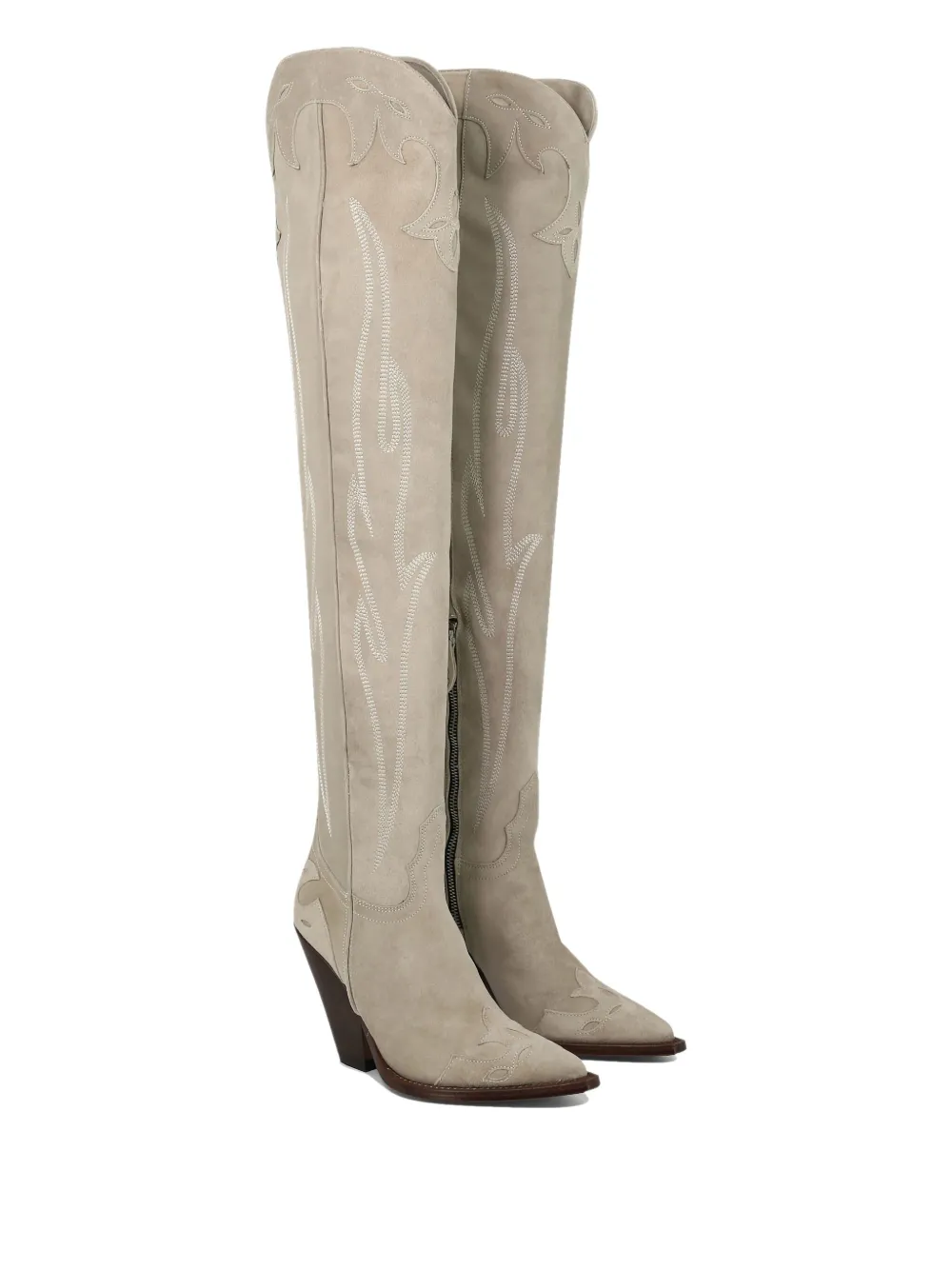 Sonora 100 mm Melrose suède laarzen met vlammenstiksel Beige