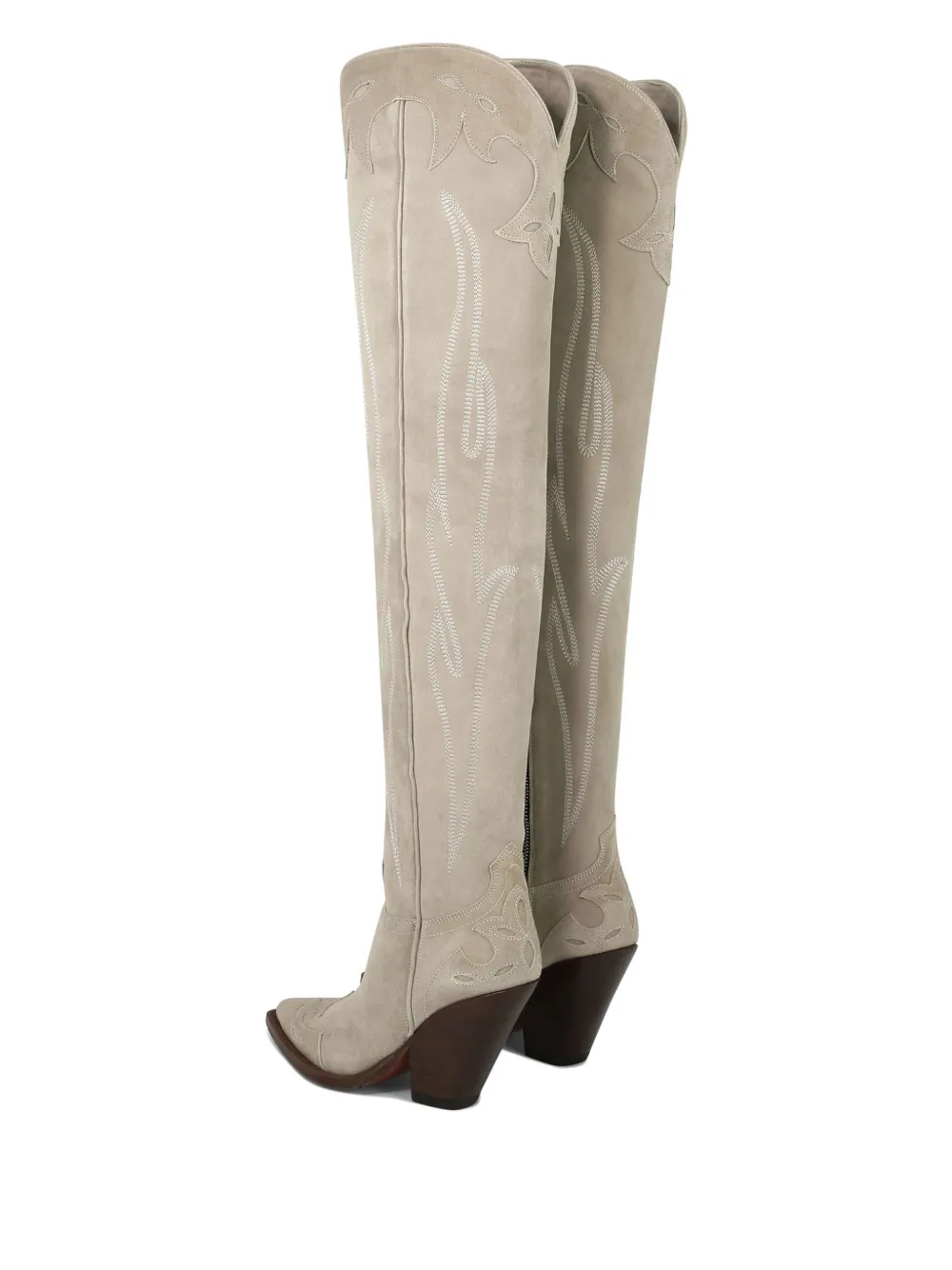 Sonora 100 mm Melrose suède laarzen met vlammenstiksel Beige