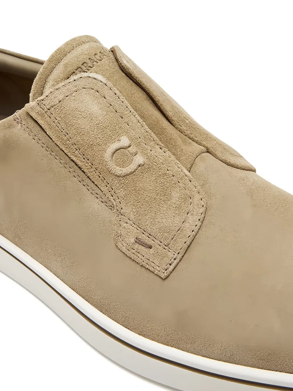 Ferragamo Suède loafers met elastisch vlak Beige