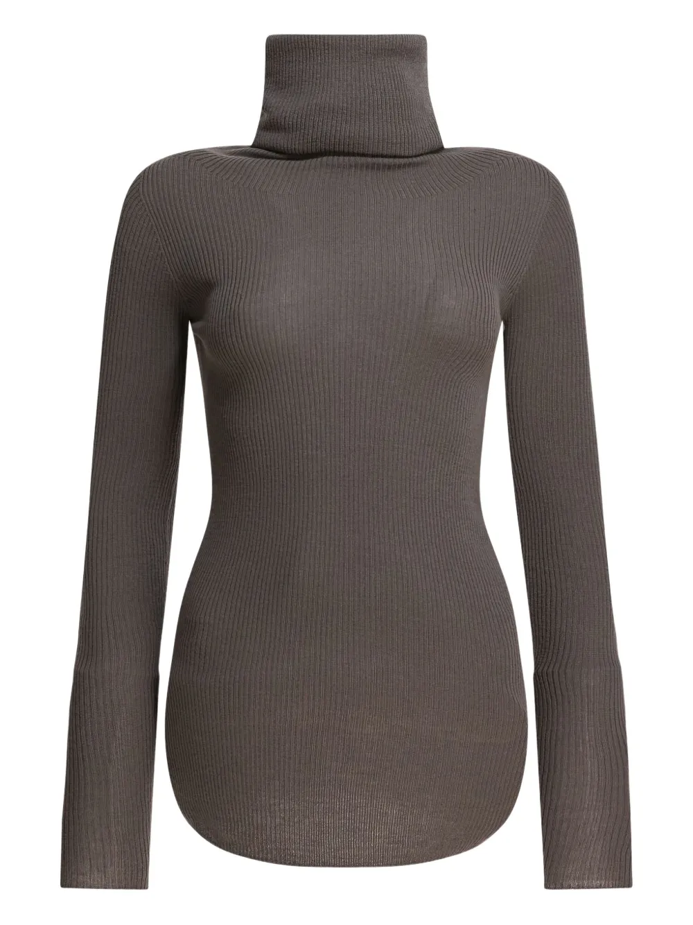 Rick Owens Ribbed-knit Turtleneck Sweater In Gray