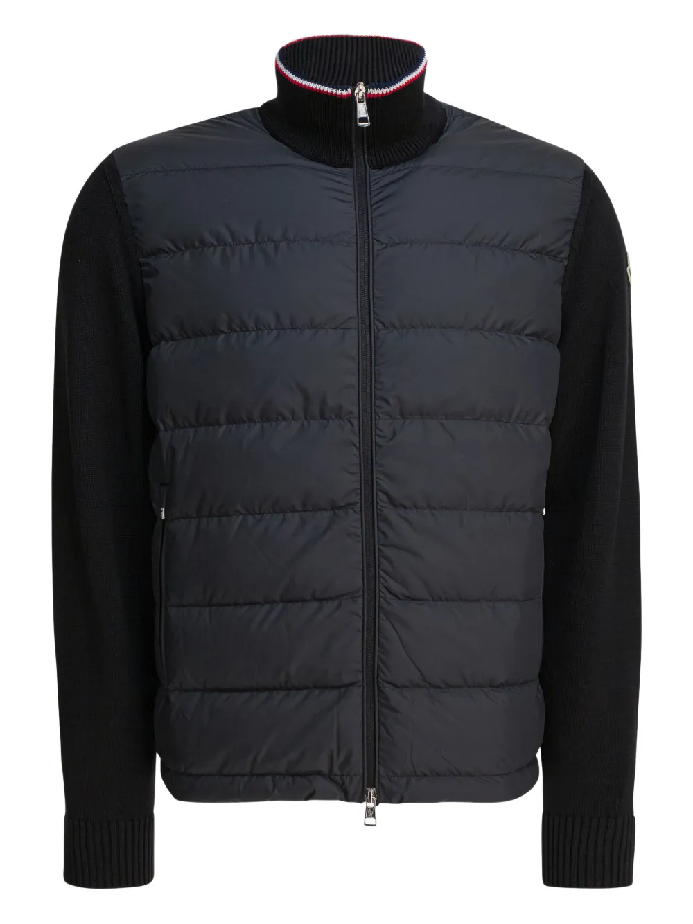 Moncler quilted knit-panel jacket Zwart
