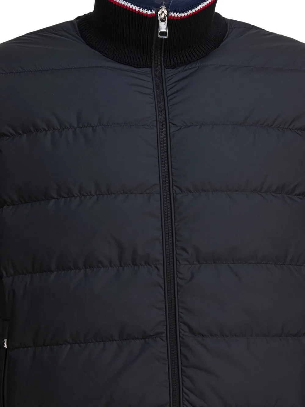 Moncler quilted knit-panel jacket Zwart