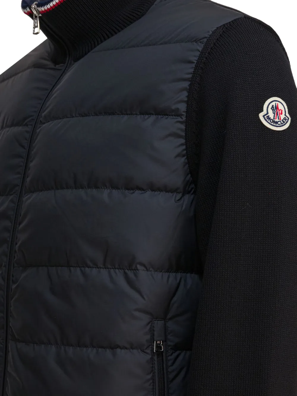 Moncler quilted knit-panel jacket Zwart