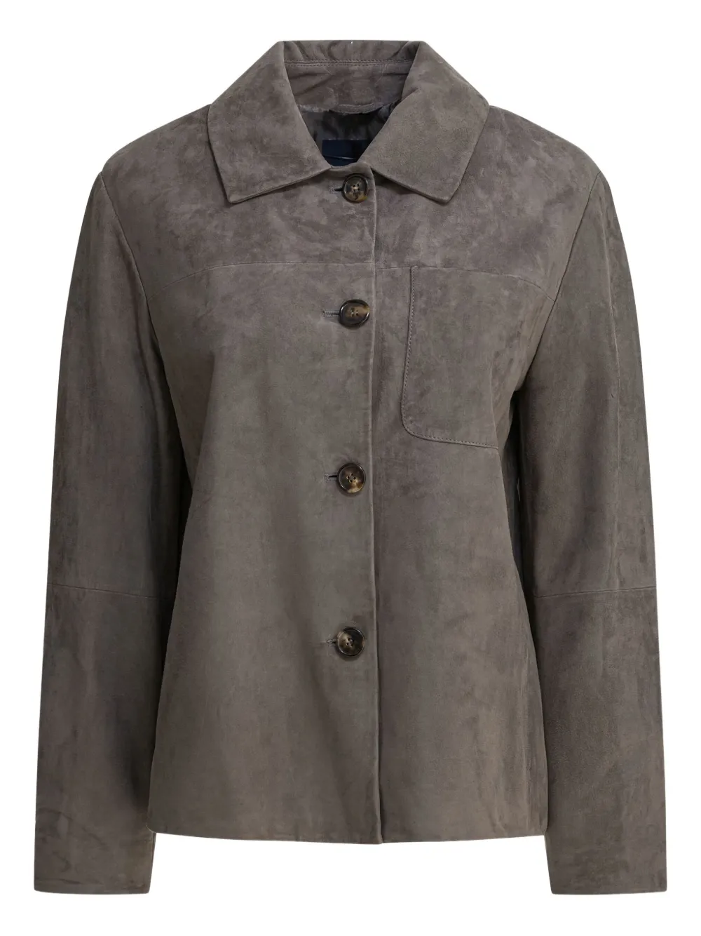 'S Max Mara button-fastening suede jacket | Grey | Image 1