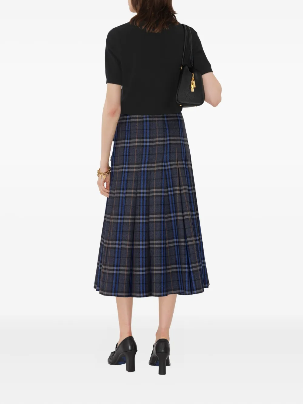 Burberry Geruite wollen midi-kilt Grijs