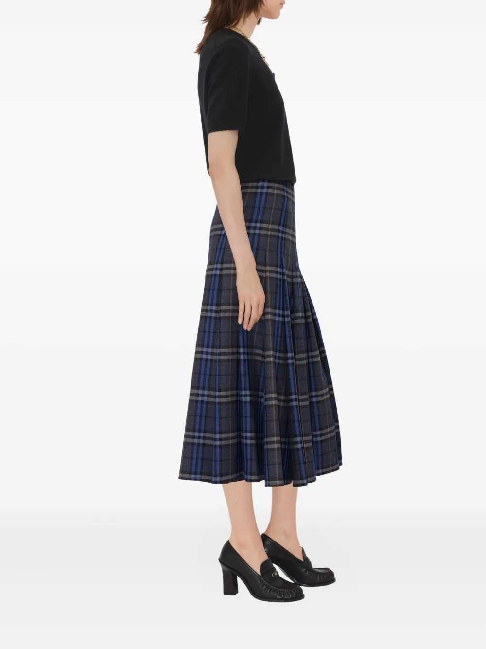Burberry Geruite wollen midi-kilt Grijs