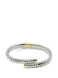 Bvlgari Pre-Owned 2010-2025 Stainless Steel and 18K Yellow Gold Tubogas Hearts Open Flex Bangle bracelet
