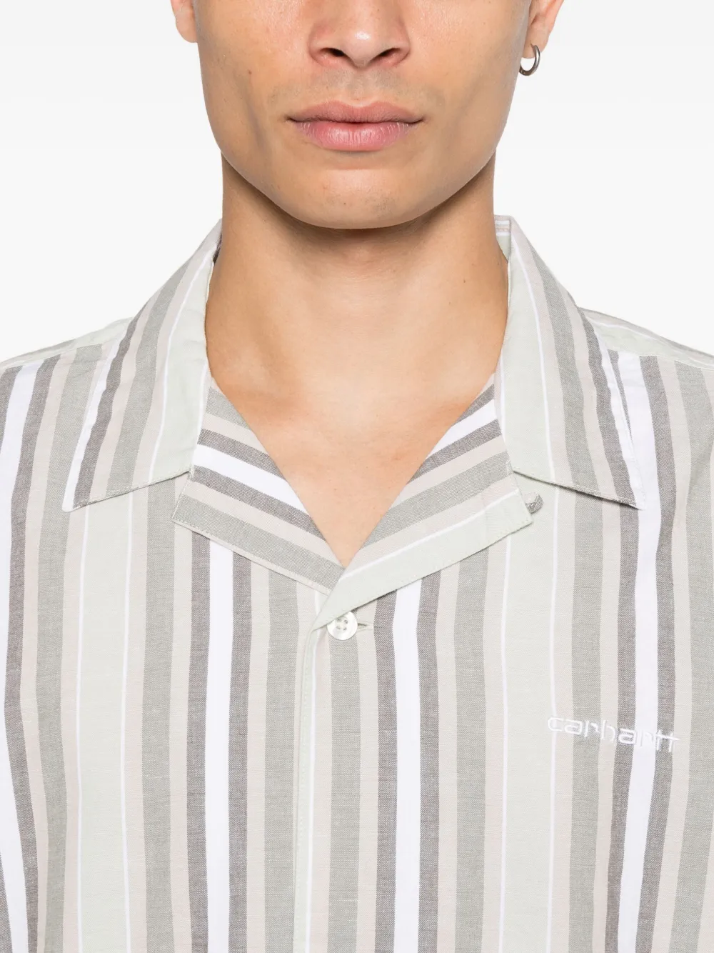 Carhartt WIP Folsey striped short-sleeve shirt Groen
