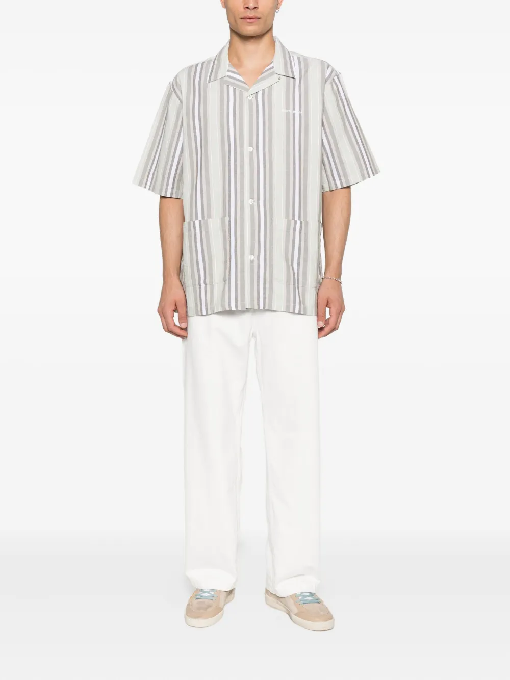 Carhartt WIP Folsey striped short-sleeve shirt Groen