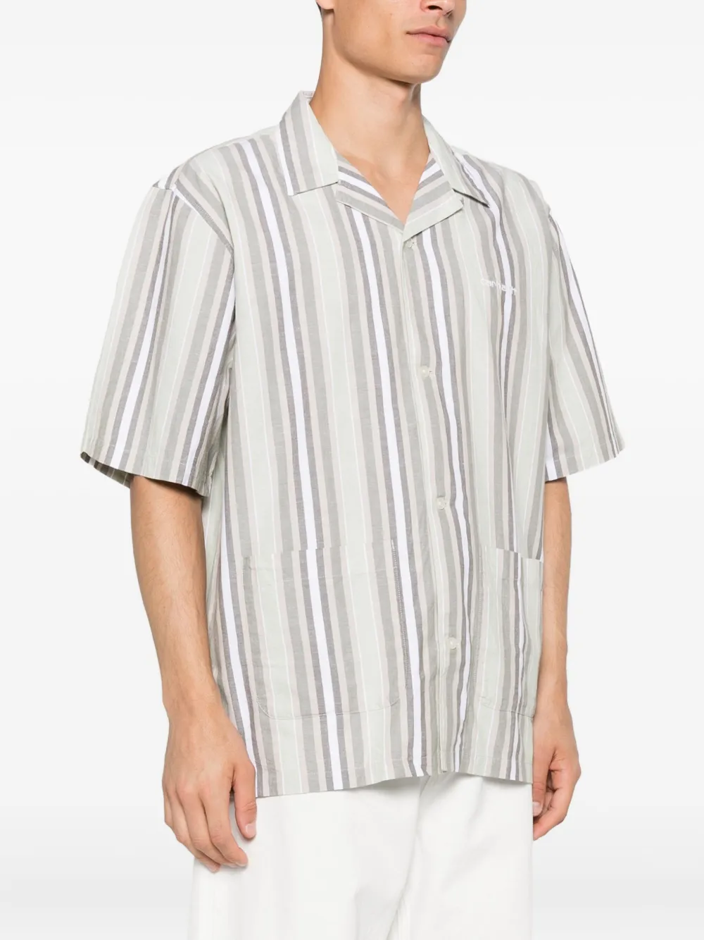 Carhartt WIP Folsey striped short-sleeve shirt Groen