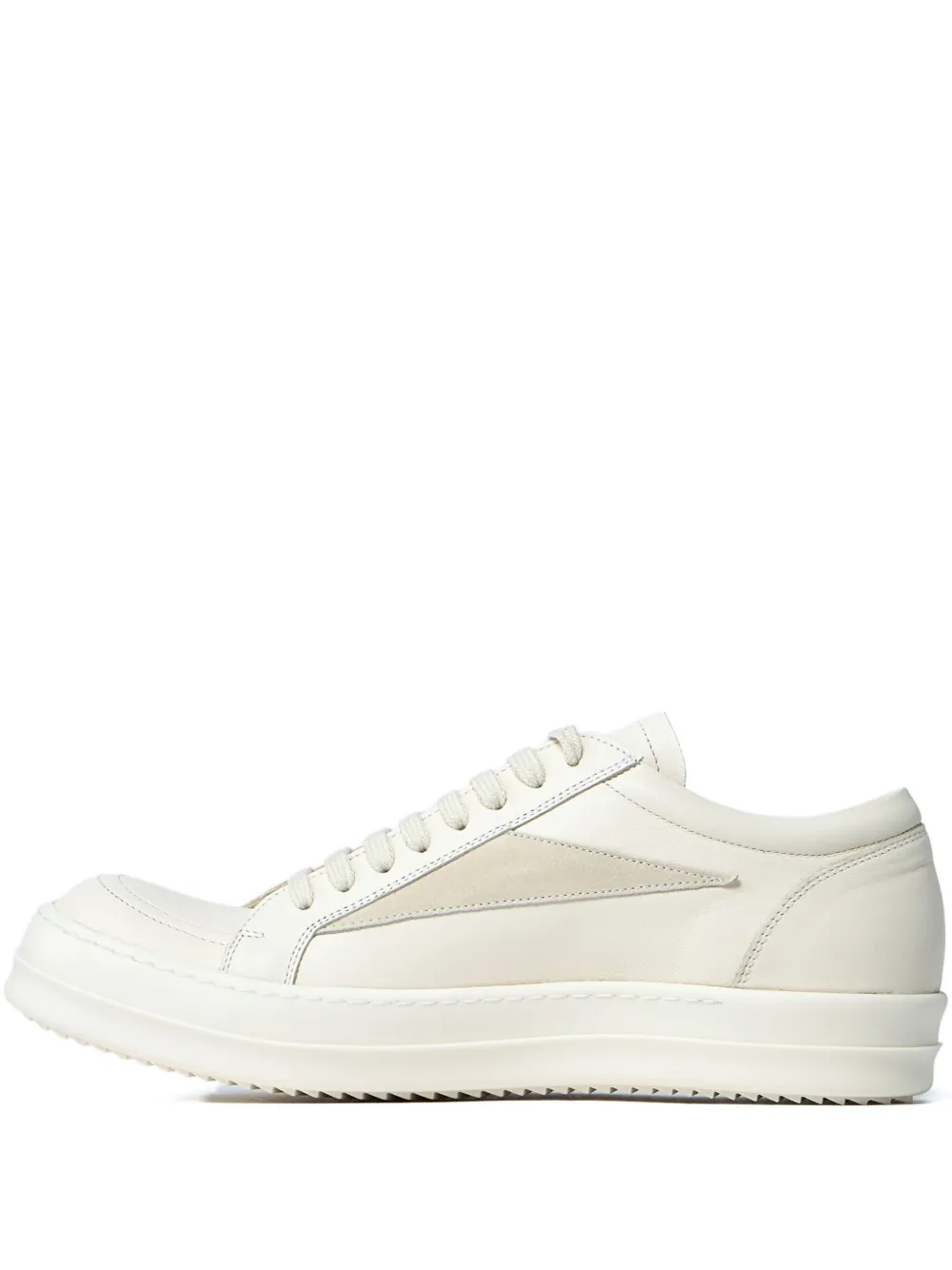 Rick Owens Panelled Leather Sneakers In White