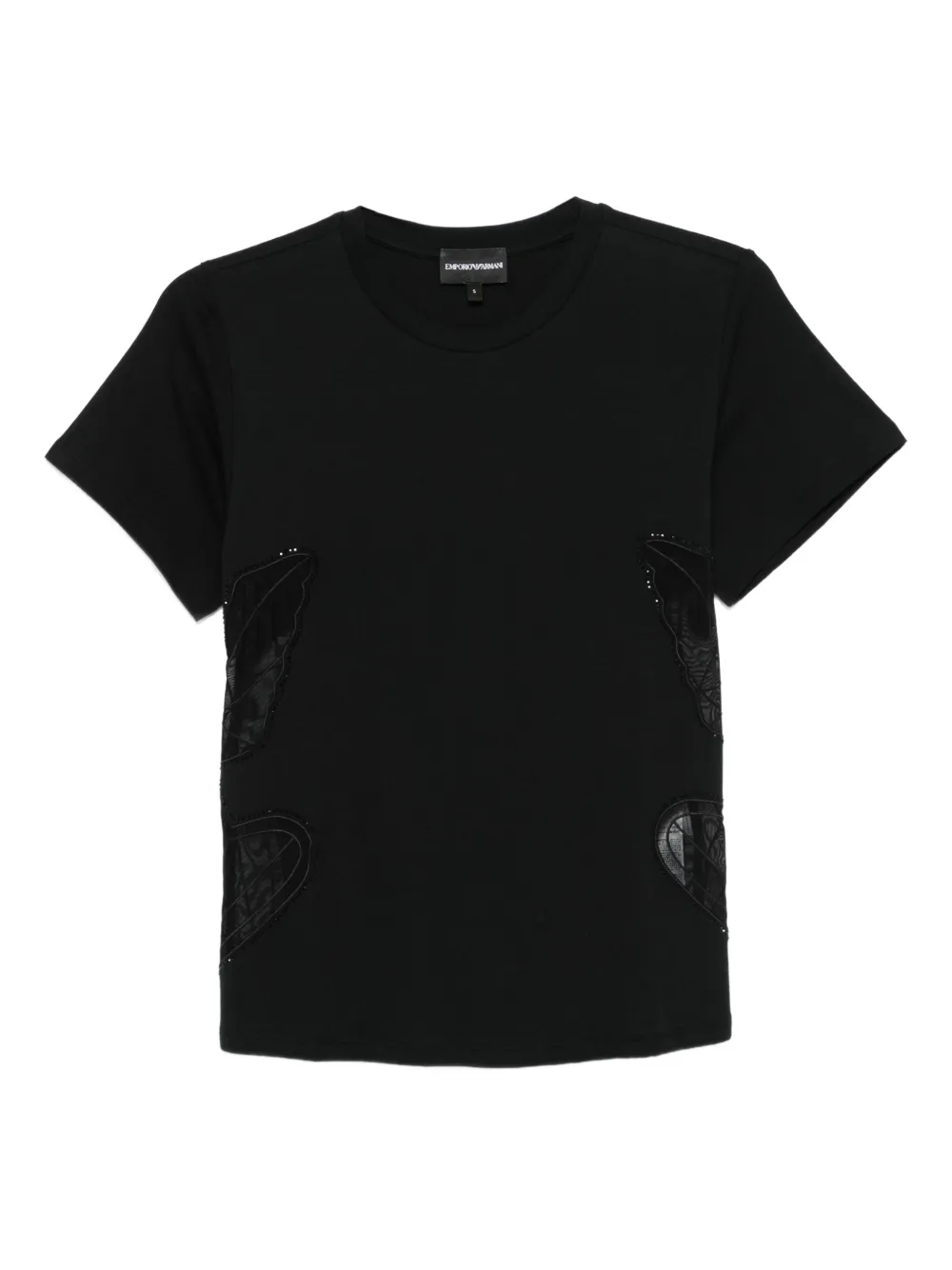 Emporio Armani T-shirt verfraaid met vlinder Zwart