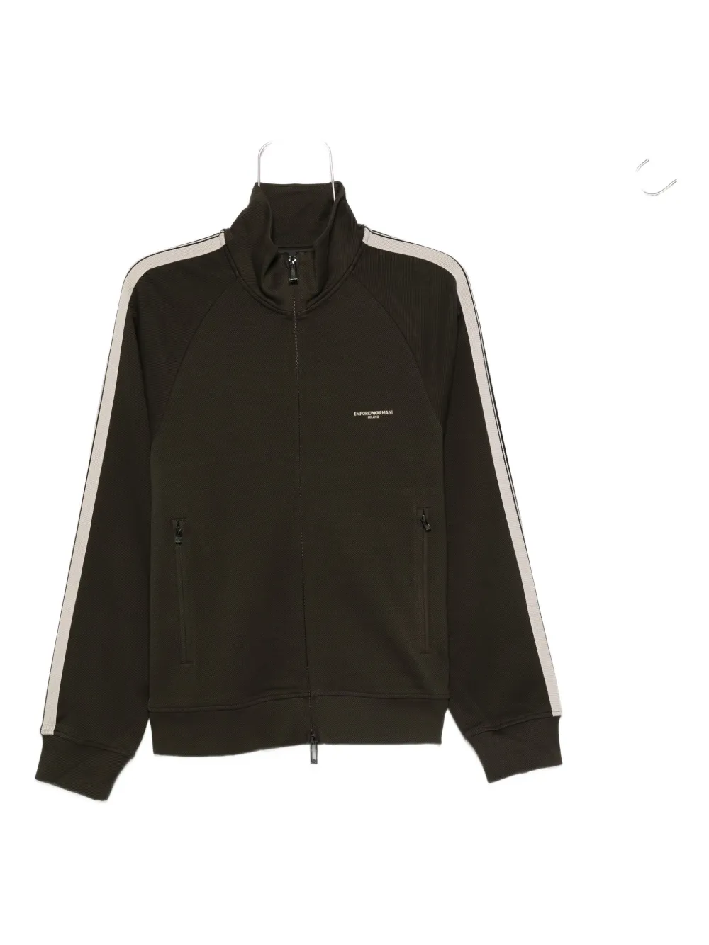 Emporio Armani stripe-detail zip-up sweater - グリーン Emporio Armani stripe-detail zip-up sweater - グリーン