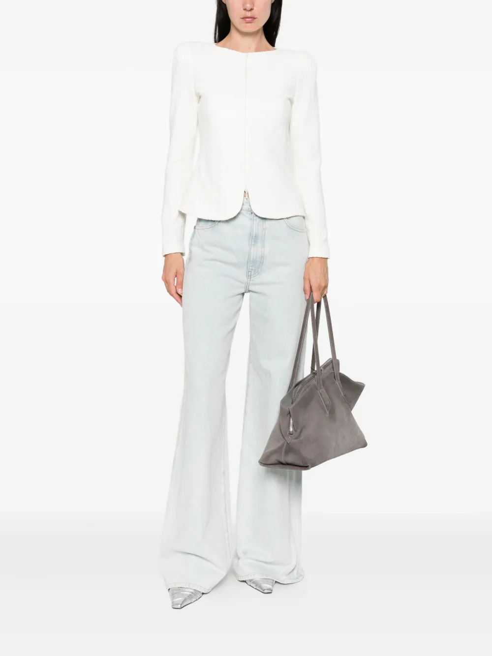 Emporio Armani Jack met visgraat patroon en rits Wit