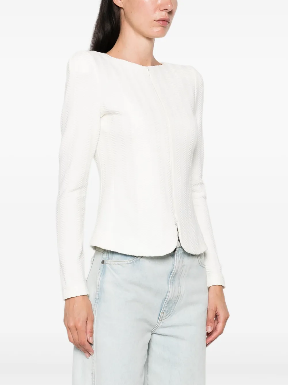 Emporio Armani Jack met visgraat patroon en rits Wit
