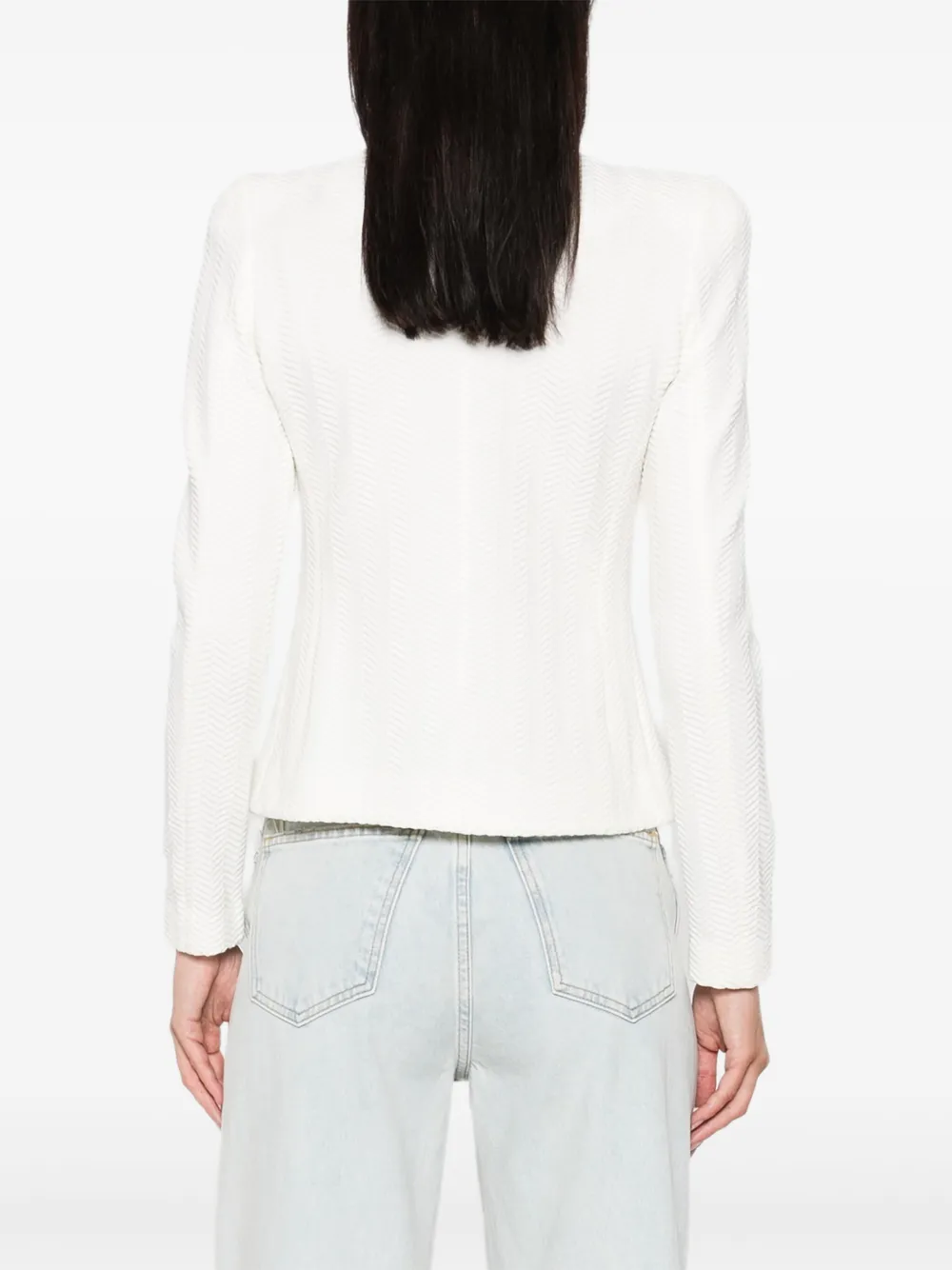 Emporio Armani Jack met visgraat patroon en rits Wit