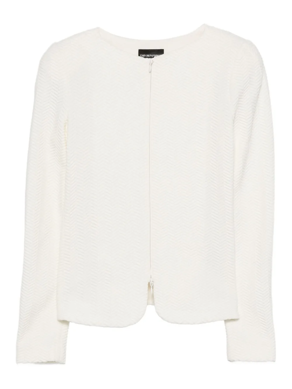 Emporio Armani herringbone-pattern zip-up jacket Wit