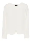 Emporio Armani herringbone-pattern zip-up jacket - White