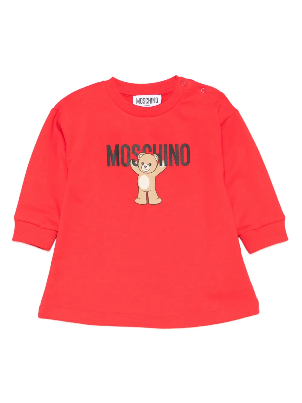 Moschino Kids Teddy Bear-print cotton dress Rood