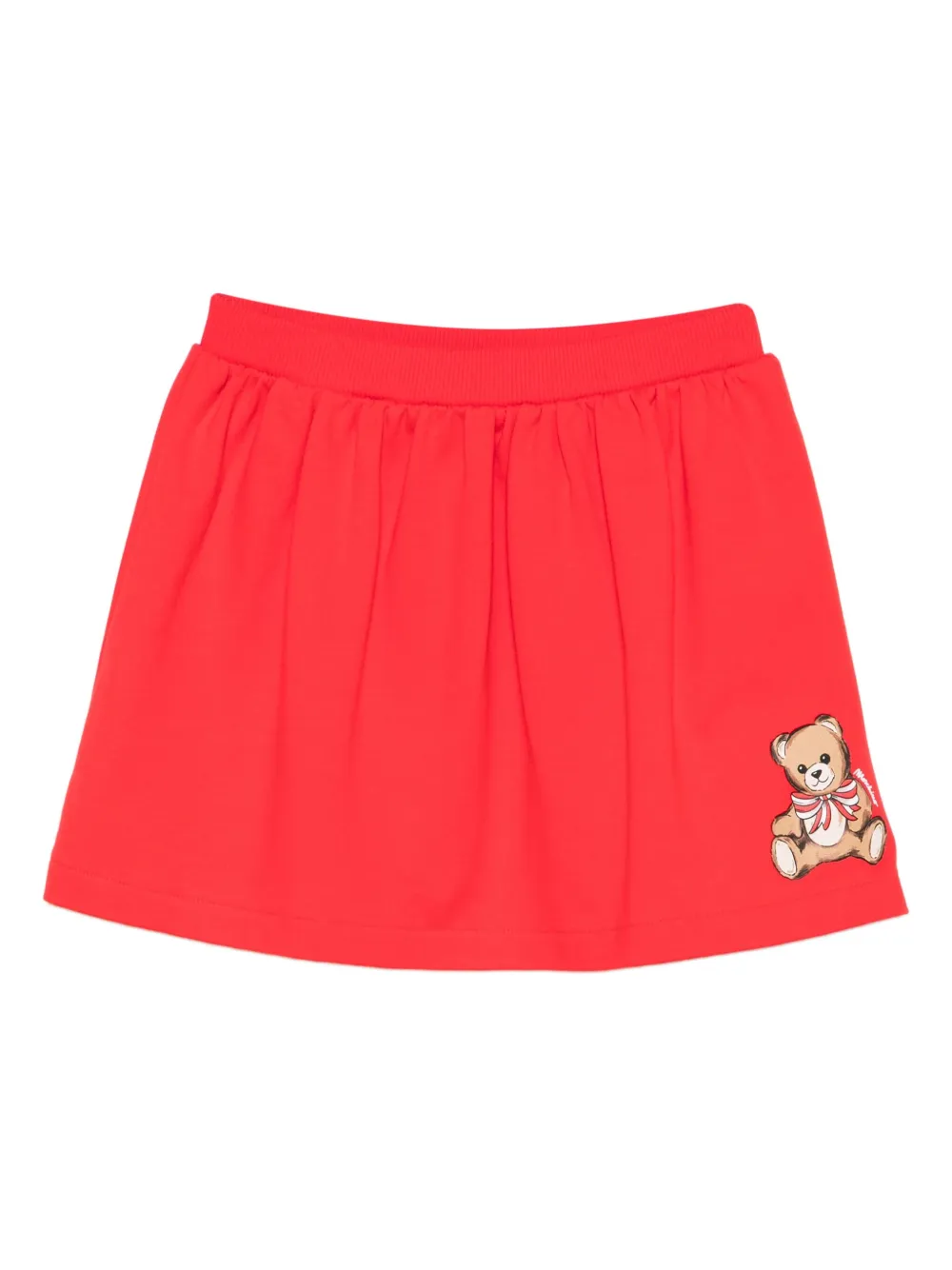 Moschino Kids Teddy Bear-appliqué cotton skirt Rood