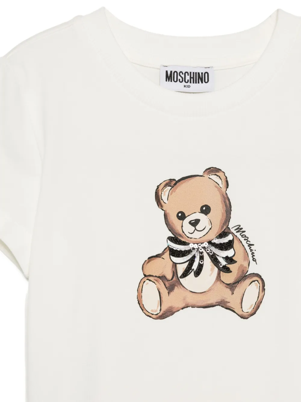 Moschino Kids Teddy Bear-bow T-shirt Wit