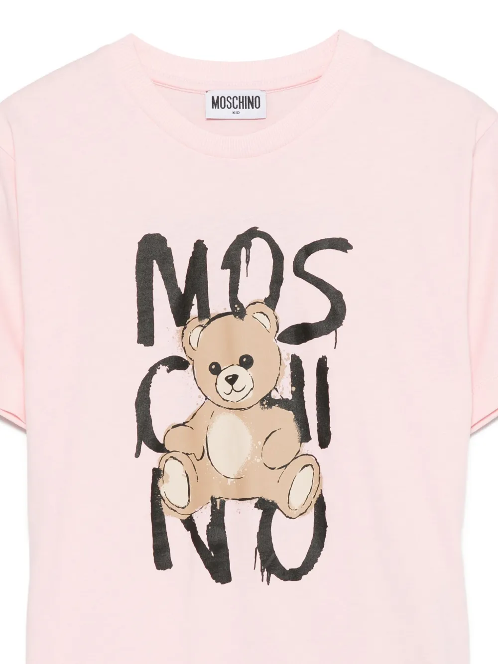 Moschino Kids Teddy Bear-print cotton T-shirt Roze