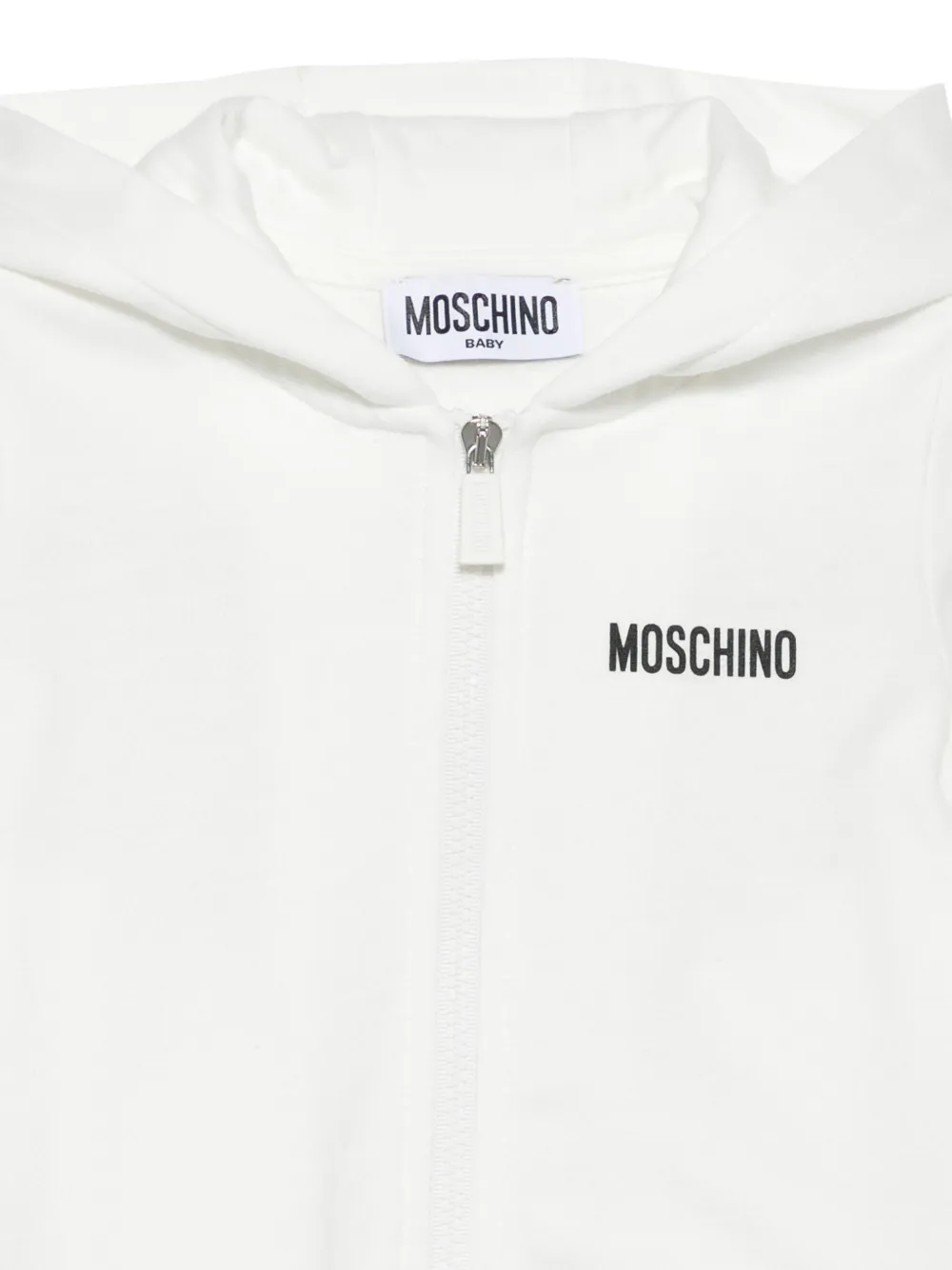 Moschino Kids logo-print zip-up hoodie Wit