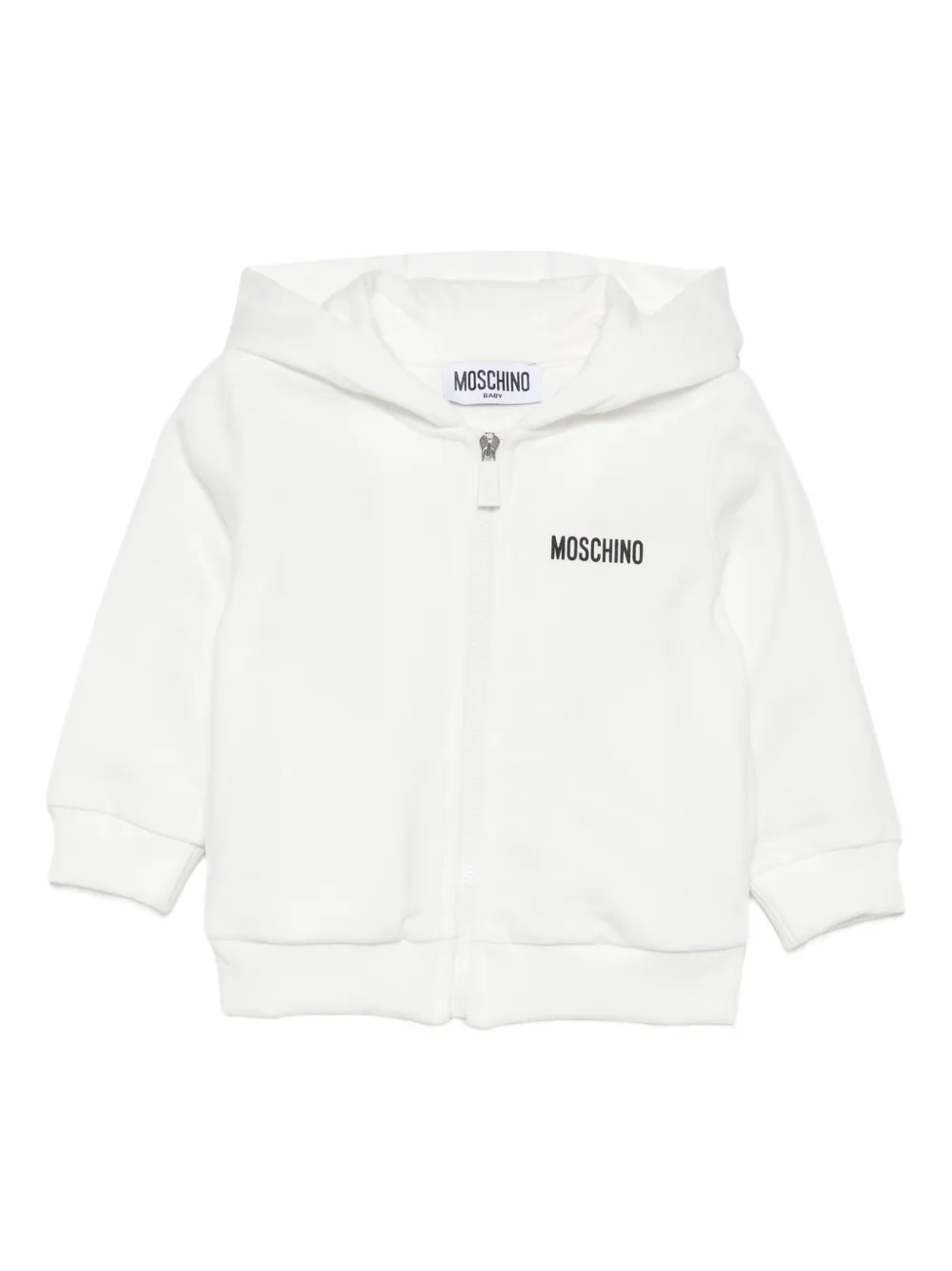 Moschino Kids logo-print zip-up hoodie Wit