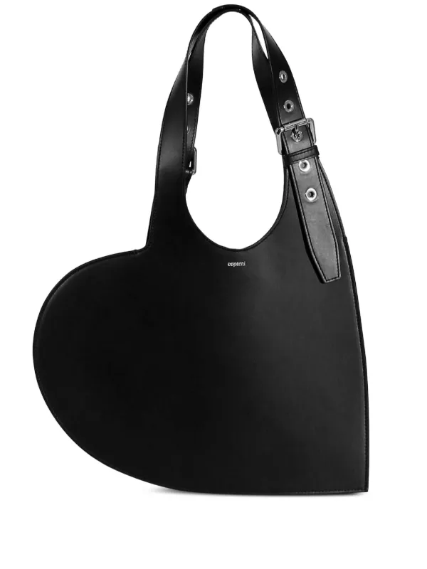 Coperni Belt Heart Buckled Tote Bag in Black