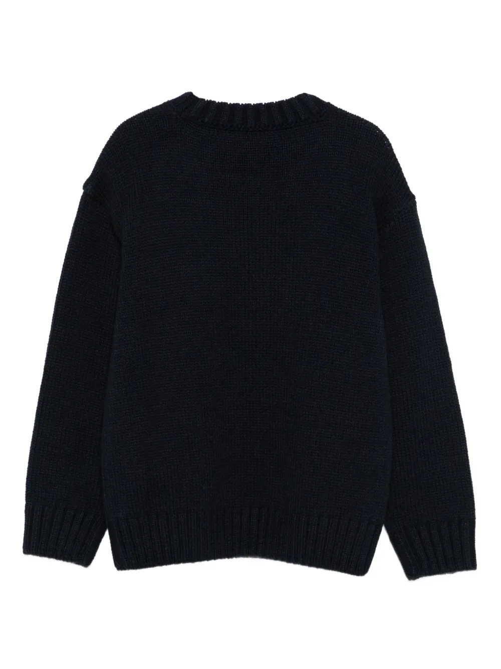 Emporio Armani Kids logo-intarsia wool sweater Blauw