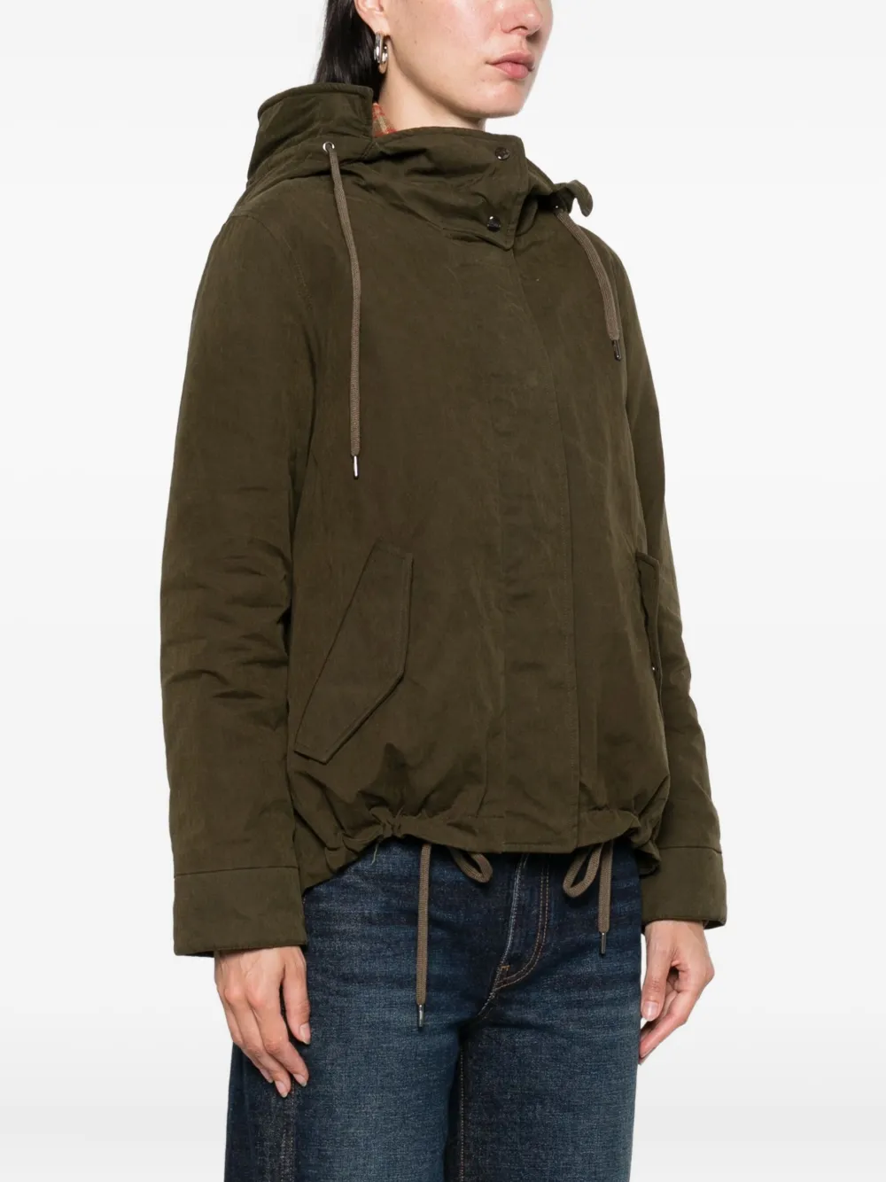 Herno Hooded Drawstring Jacket In Green
