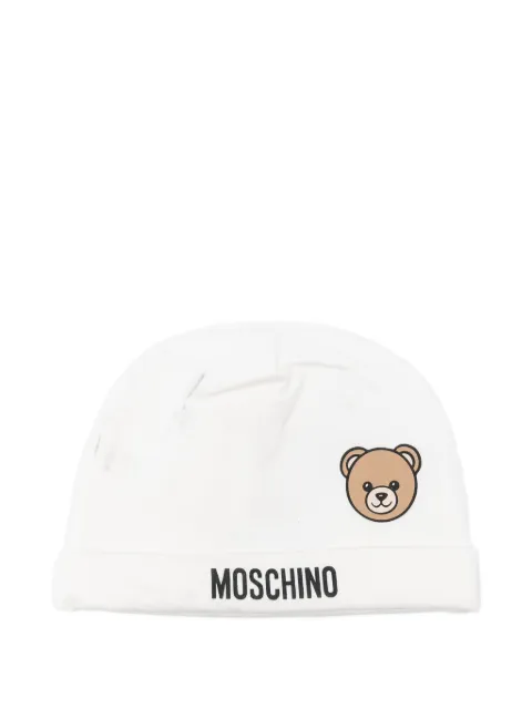 Moschino Kids teddy-logo cotton beanie 