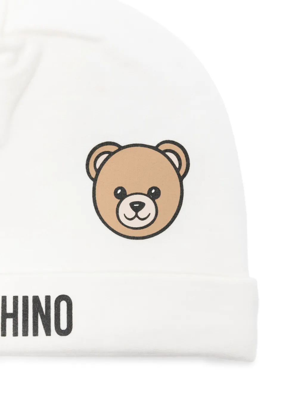 Moschino Kids Katoenen muts met teddybeer-logo - Wit