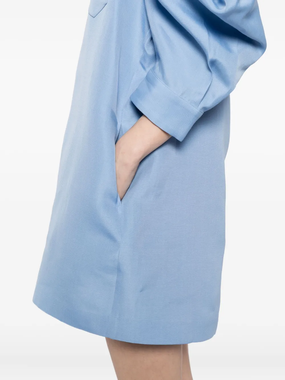 sacai double-faced puff-sleeves dress Blauw